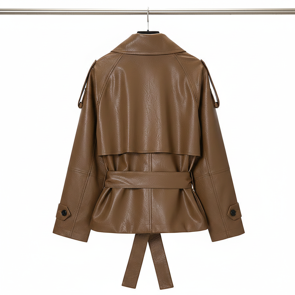 Back of jacket on metal rack