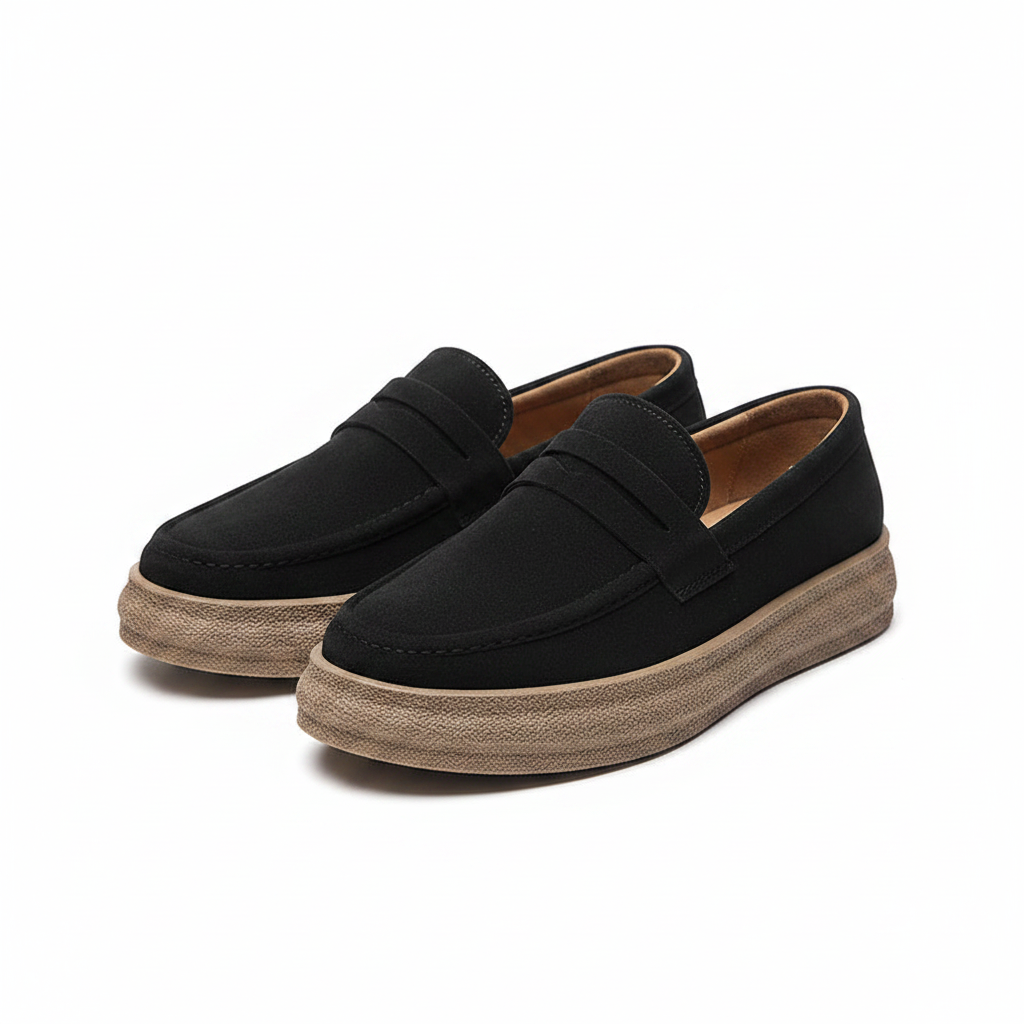 Black suede loafers