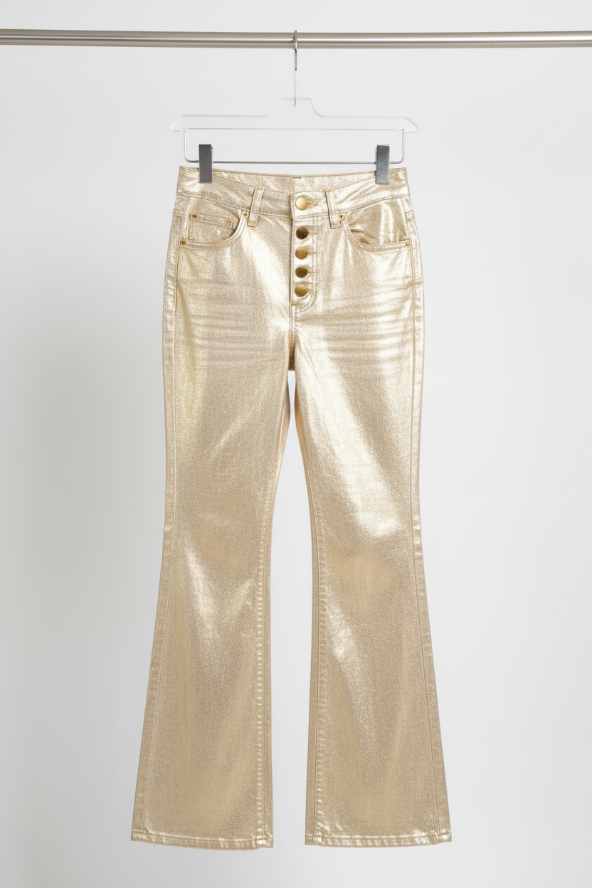 Gold bronzing jeans front