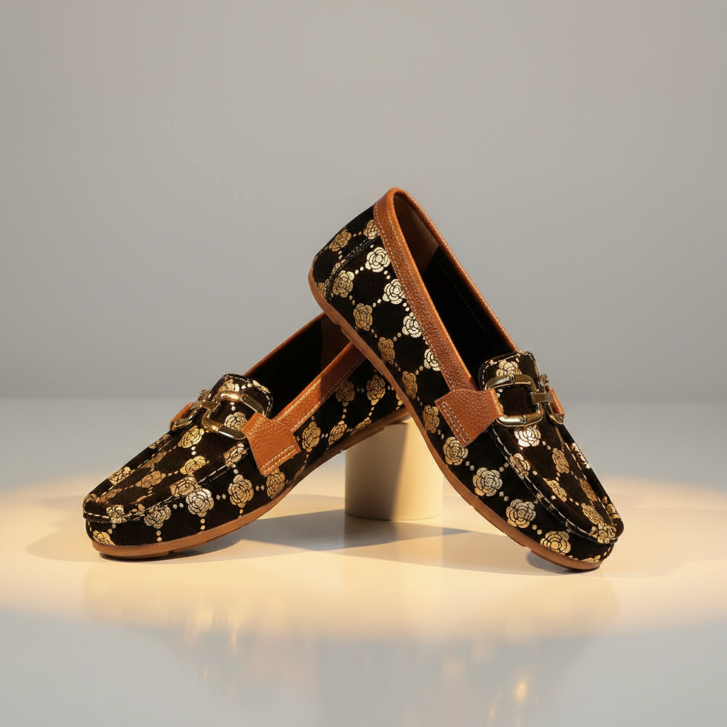 Black gold rose loafers studio