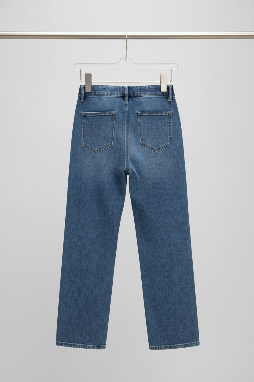Jeans back on metal rack