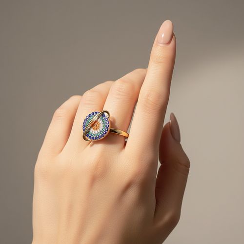 Scandinavian hand open wearing ring