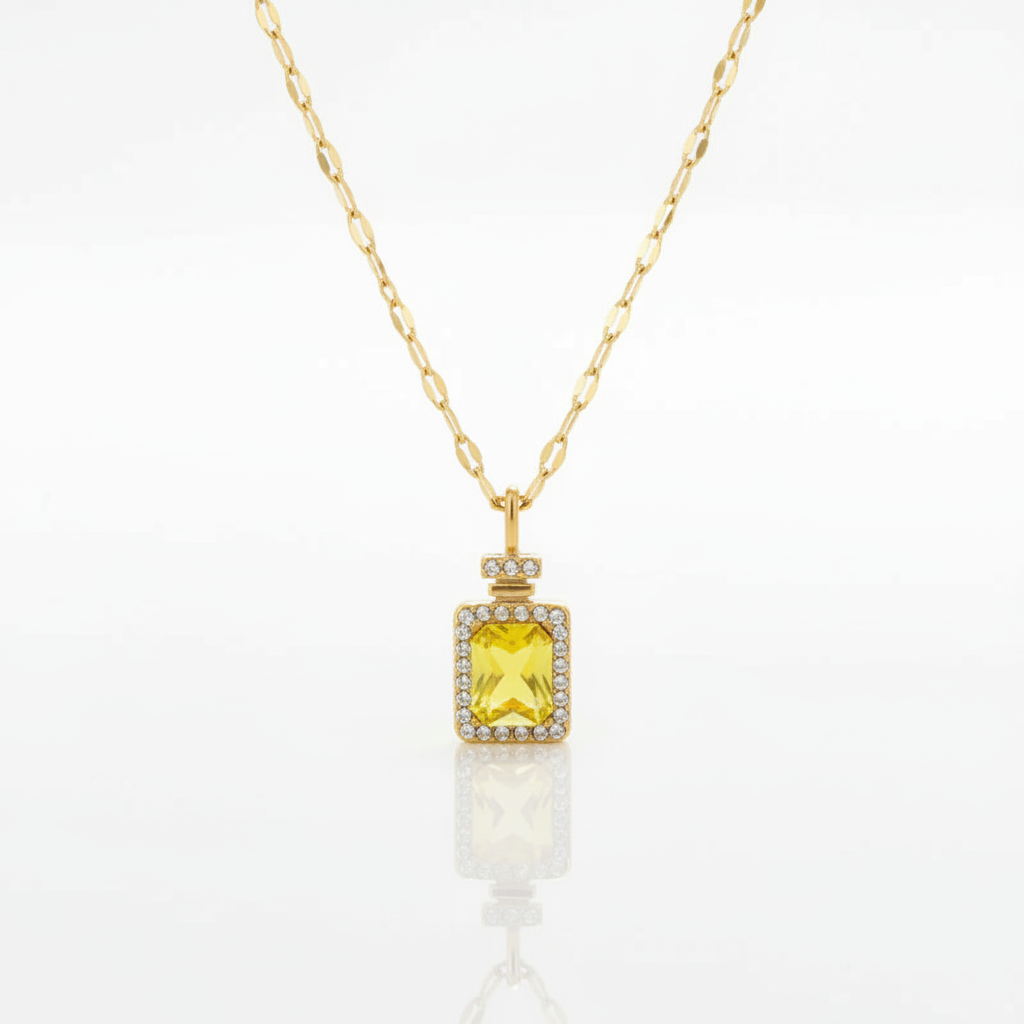 Yellow stone necklace white studio